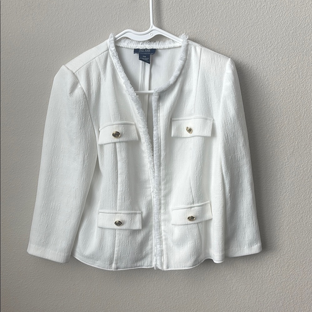 White Textured Women's Jacket